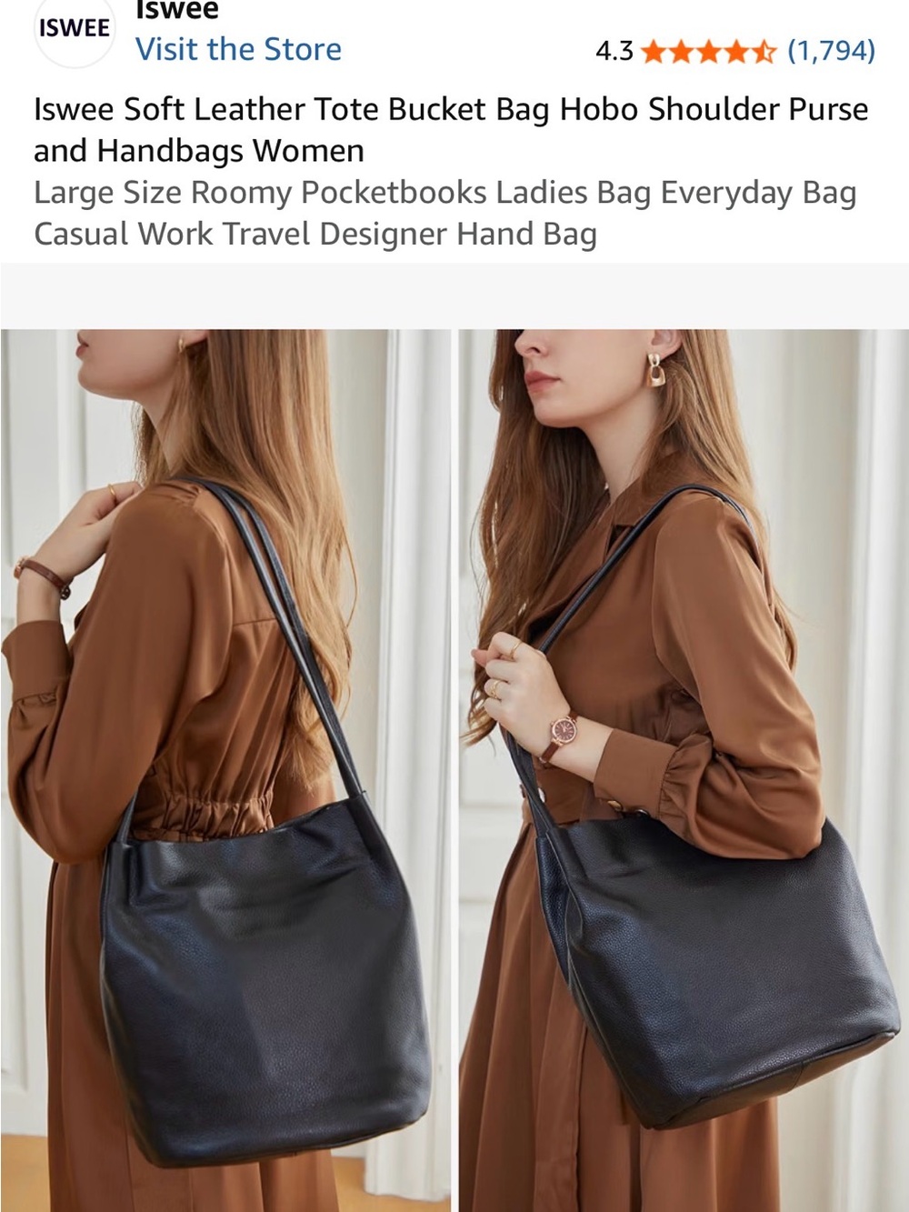 Classic Black Pebble Leather Tote Bag